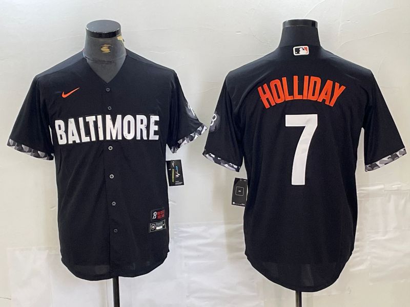 Men Baltimore Orioles #7 Holliday Black City Edition Nike 2024 MLB Jersey style 1->baltimore orioles->MLB Jersey